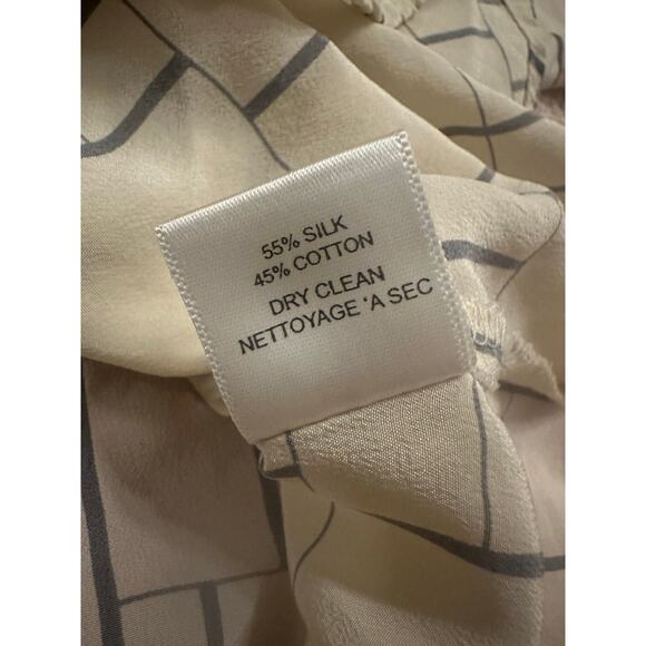 Women XS Dolan Silk Blouse Shirt Top Tie Sleeve Geometric Modern Print - Picture 6 of 6